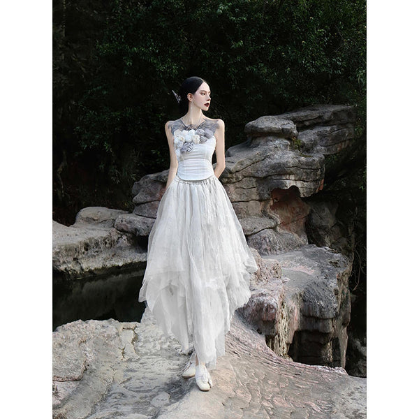 By Cookie H White Lace Patchwork Castle Half Dress