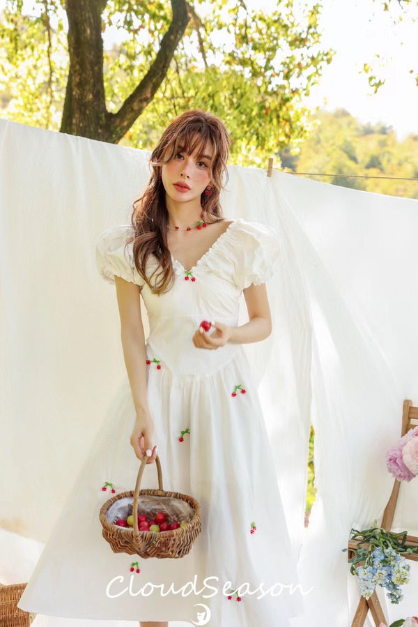 Cloud Season Cherry French Dress