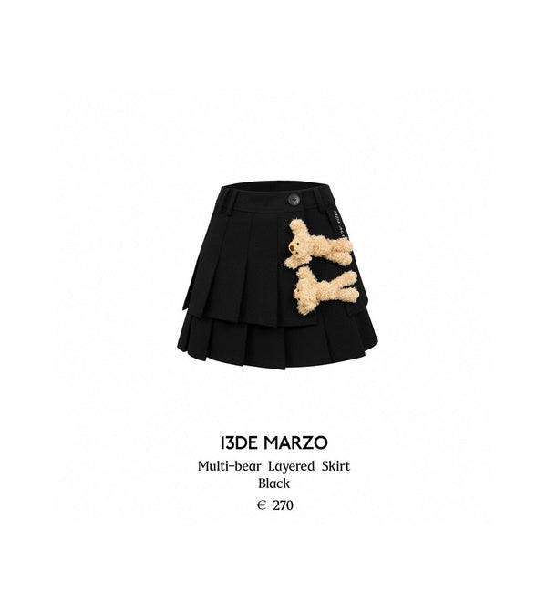 13DE MARZO      Black Multi-bear Layered Skirt