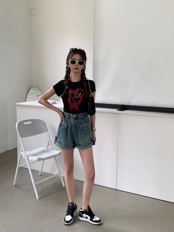 Minishia Cuffed Denim Shorts