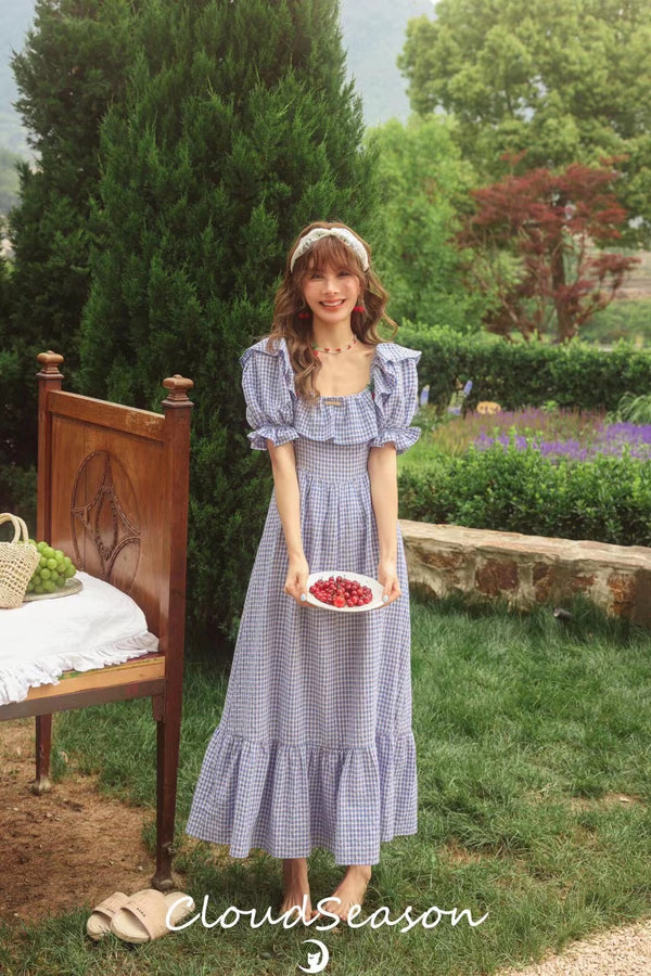 Cloud Season Cherry Ruffled Dress