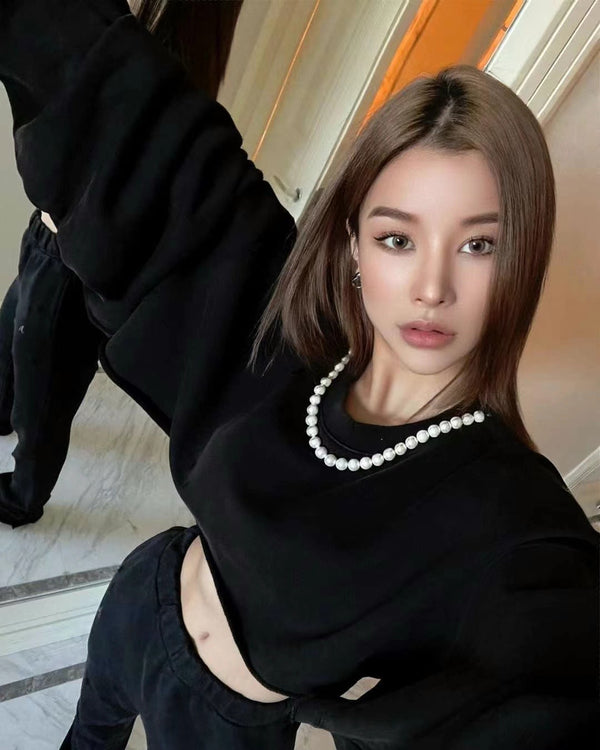 AINTSHY Mine Black Pearl Short Hoodie