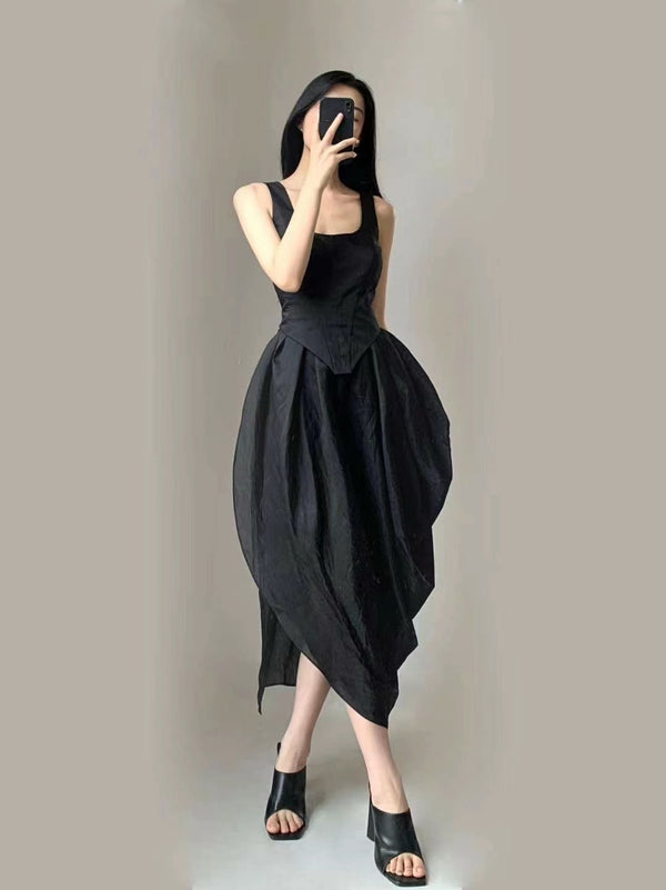 CROW CREW Acetate Pinched Backless Dress