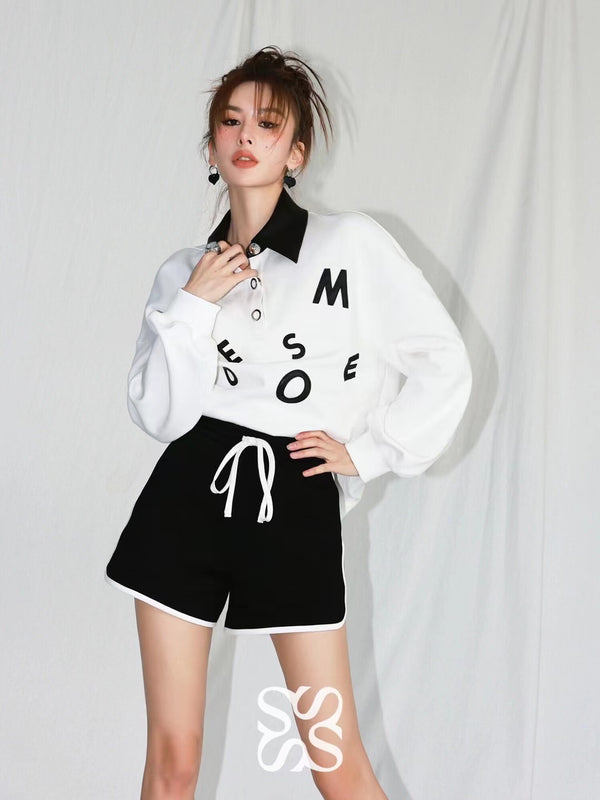 Somesowe Leather Letter POLOT Shirt