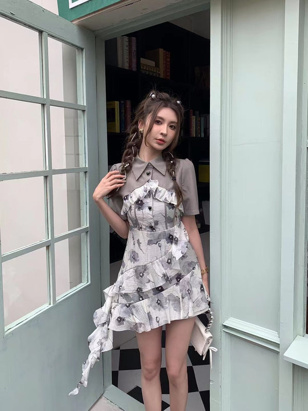 Minishia Sweet Print Streamer Dress