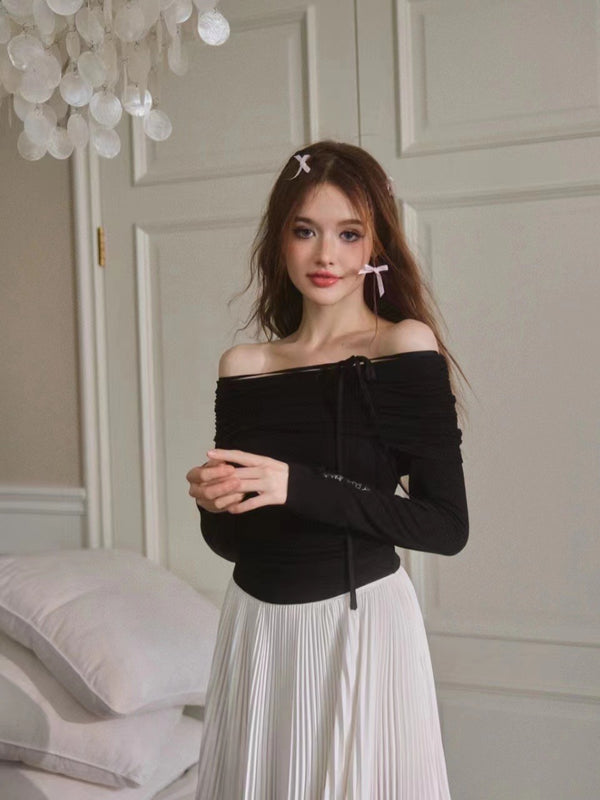 Three Quarters Acetic Acid Embroidery Pleated Half Skirt