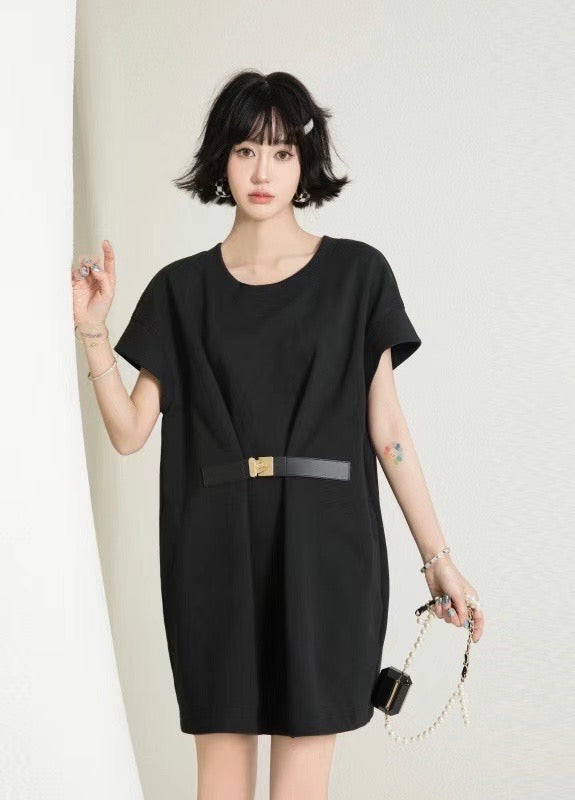 Re-re-de Black T-shirt Dress