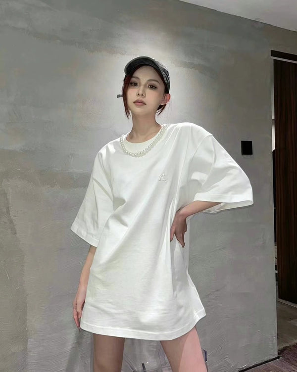 Aintshy White Pearl Short-Sleeved T-Shirt