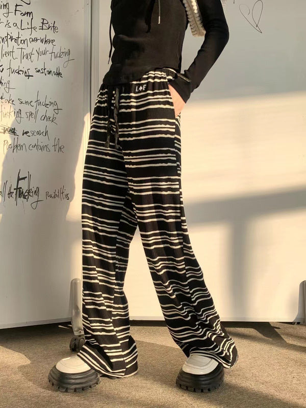 La Freedom Striped Casual Stretch Wide-Leg Pants