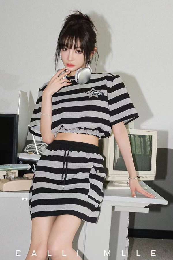 Somesowe Star-Striped Backless Casual Dress