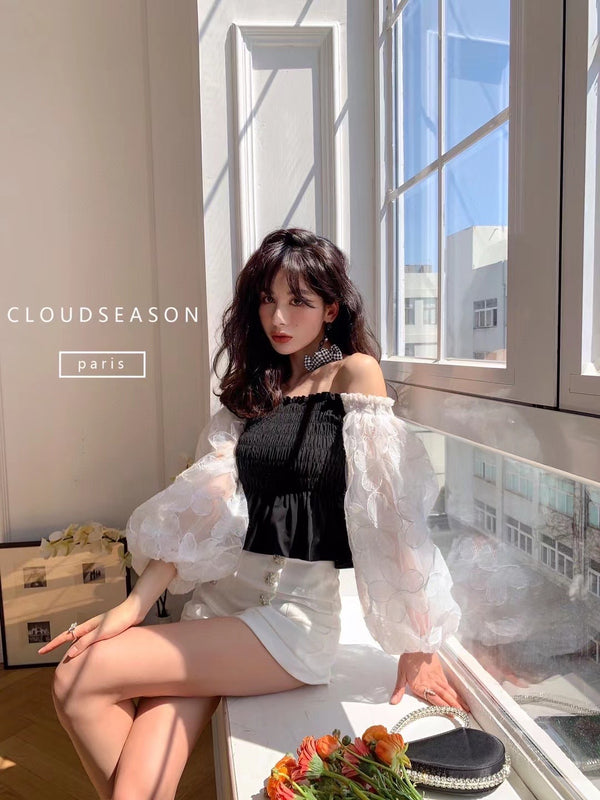 Cloud Season Mesh Patchwork Top