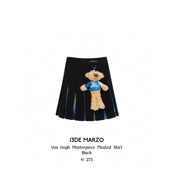 13DE MARZO Oil Painting Pleated Skirt