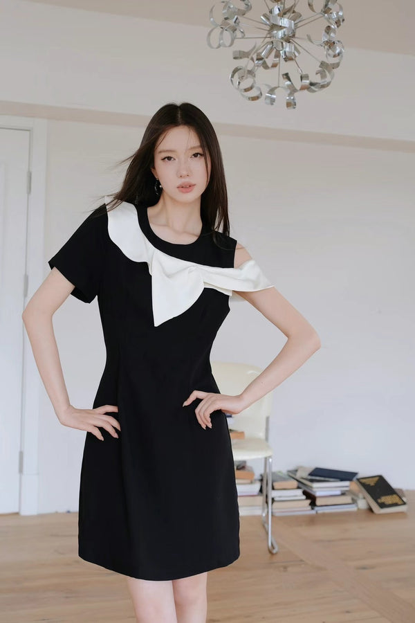 Aimme Sparrow Black And White Bow Dress