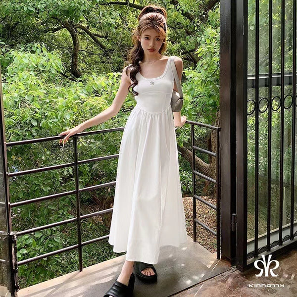 Kinnatty Simple Temperament High Waist Vest Long Skirt