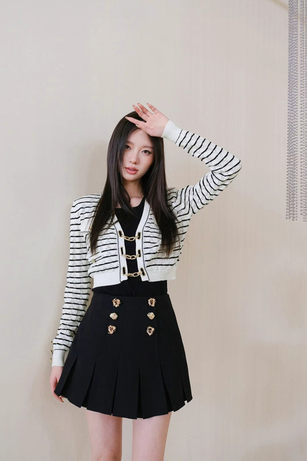 SIEW Cut-out Striped Cardigan