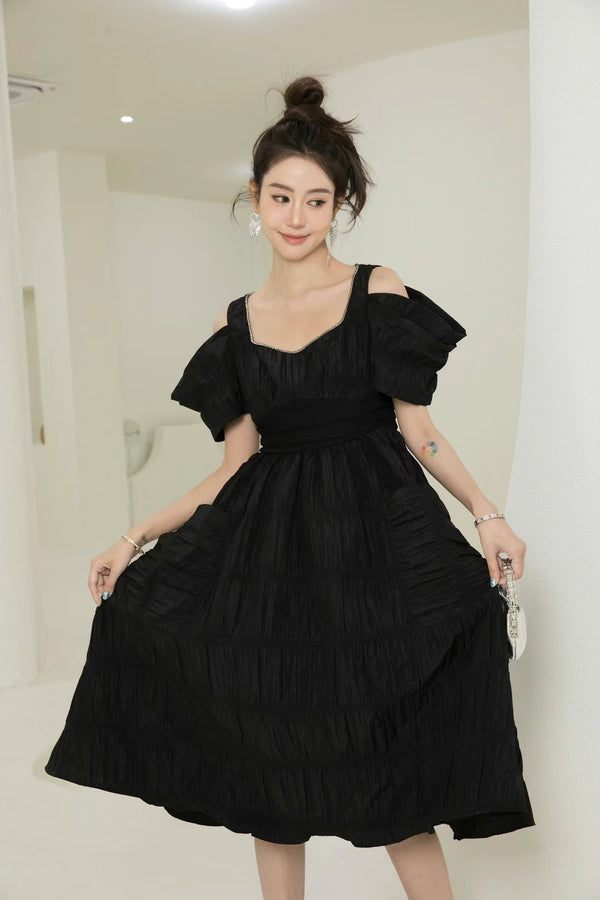 YEESIN Black Off-the-shoulder Dress