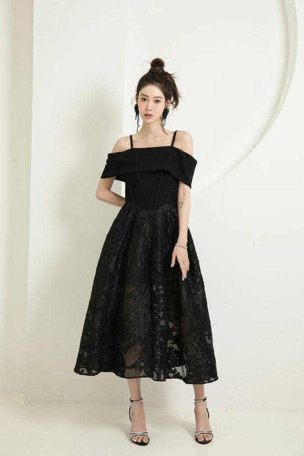 YEESIN Black Lace Slip Dress